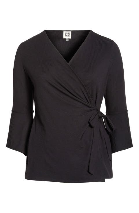 Handkerchief Ruffle Sleeve Wrap Top