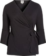 Anne Klein Handkerchief Ruffle Sleeve Wrap Top