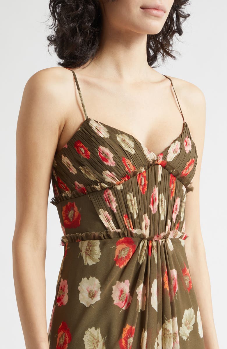 Cinq à Sept Floating Poppies Carline Slipdress, Alternate, color, Dark Olive Multi