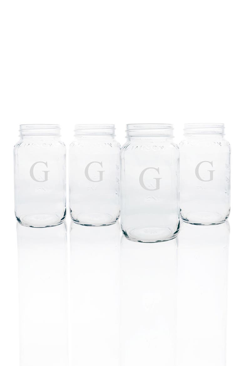 Monogram Glass Mason Jars, Main, color, CLEAR-G