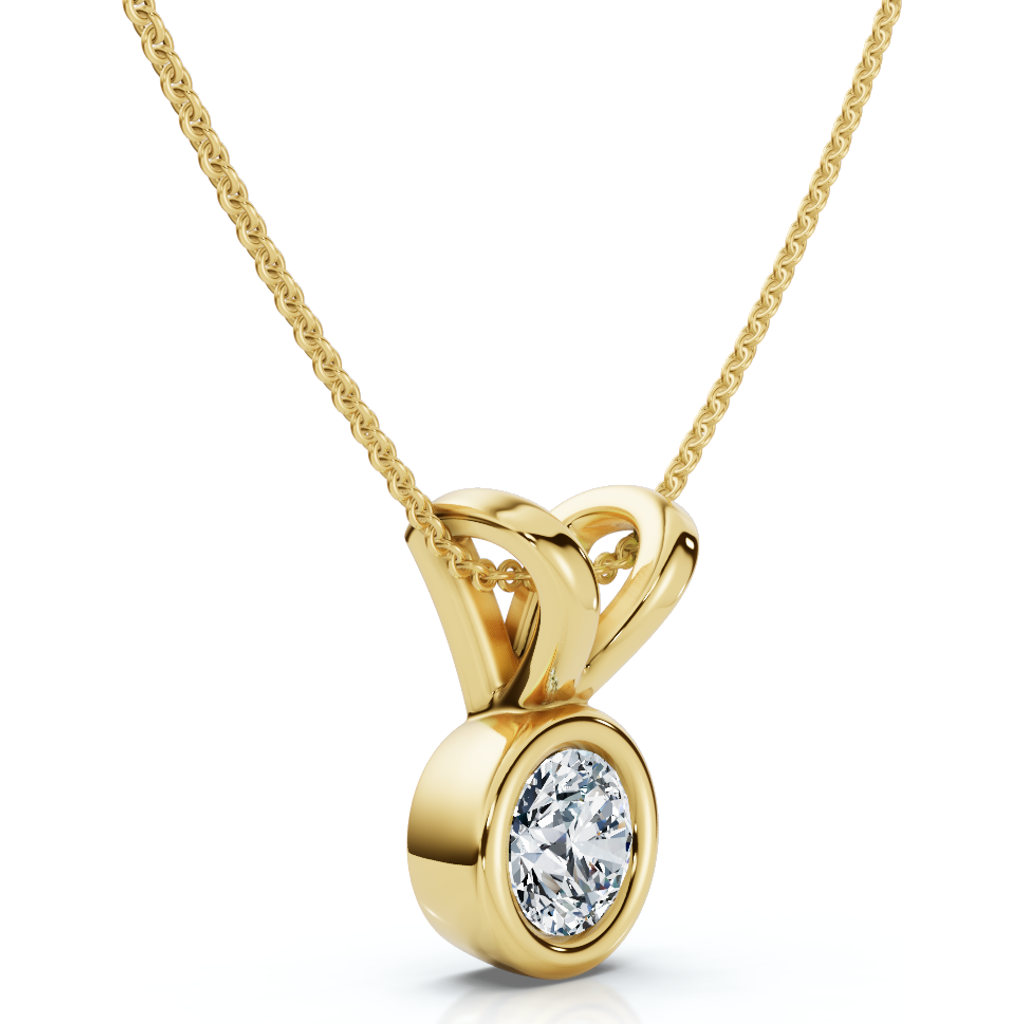 Bliss Diamond Dainty Stackable Solitaire Bezel Diamond Pendant 14k Gold Lab Grown Ef/vs In Gold