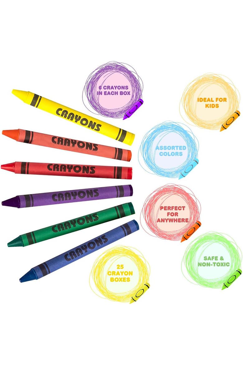 Crayons Bulk Set 75 Packs (450 Total), 6 Count Boxes, Alternate, color, Multicolored