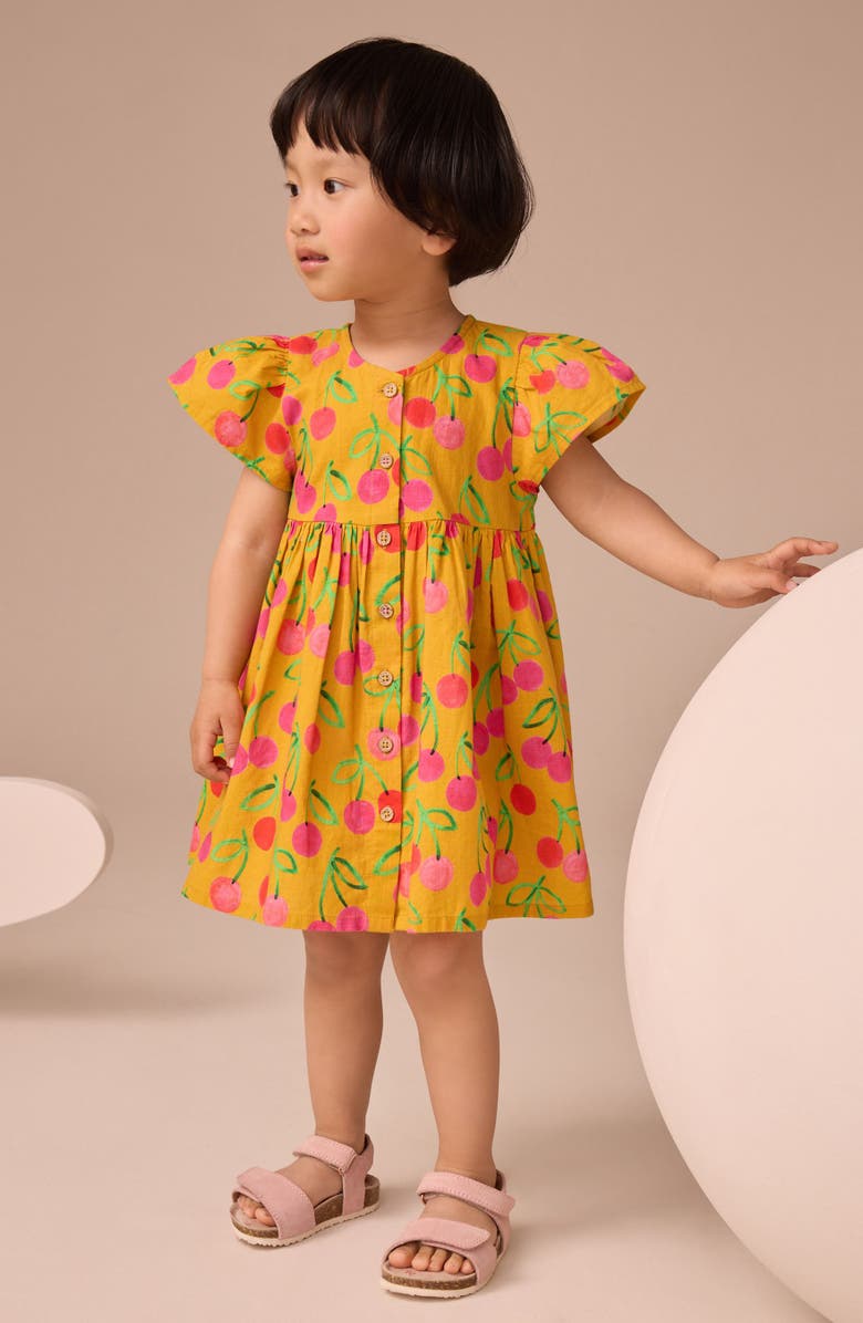 NEXT Kids' Fruit Print Cotton Dress, Alternate, color, Pink/Ochre Cherry