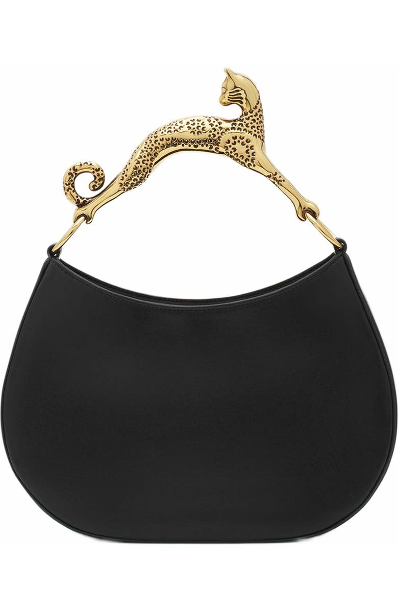 Lanvin Hobo Cat Leather Bag, Alternate, color, Black