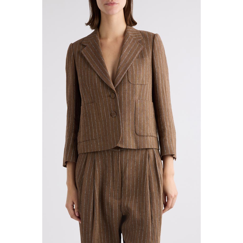 Dries Van Noten Bamis Pinstripe Jacket In Camel