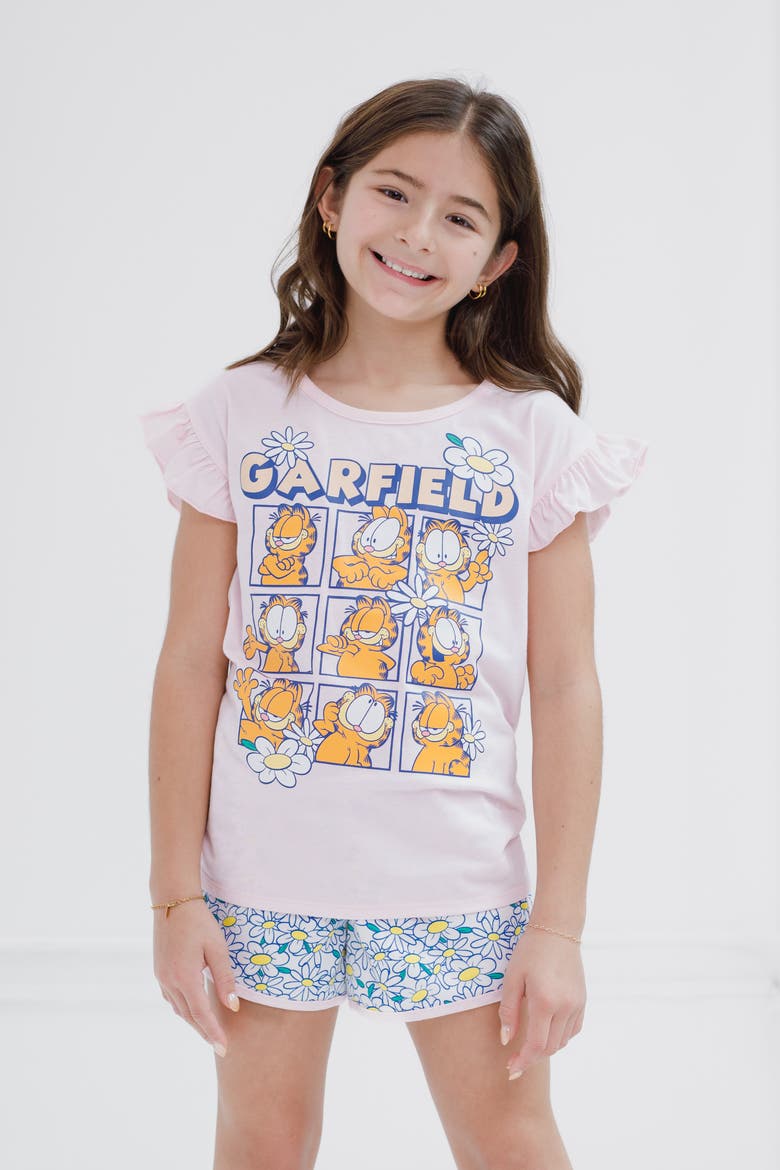 2-Piece Tee and Shorts Set, Alternate, color, Light Pink Garfield
