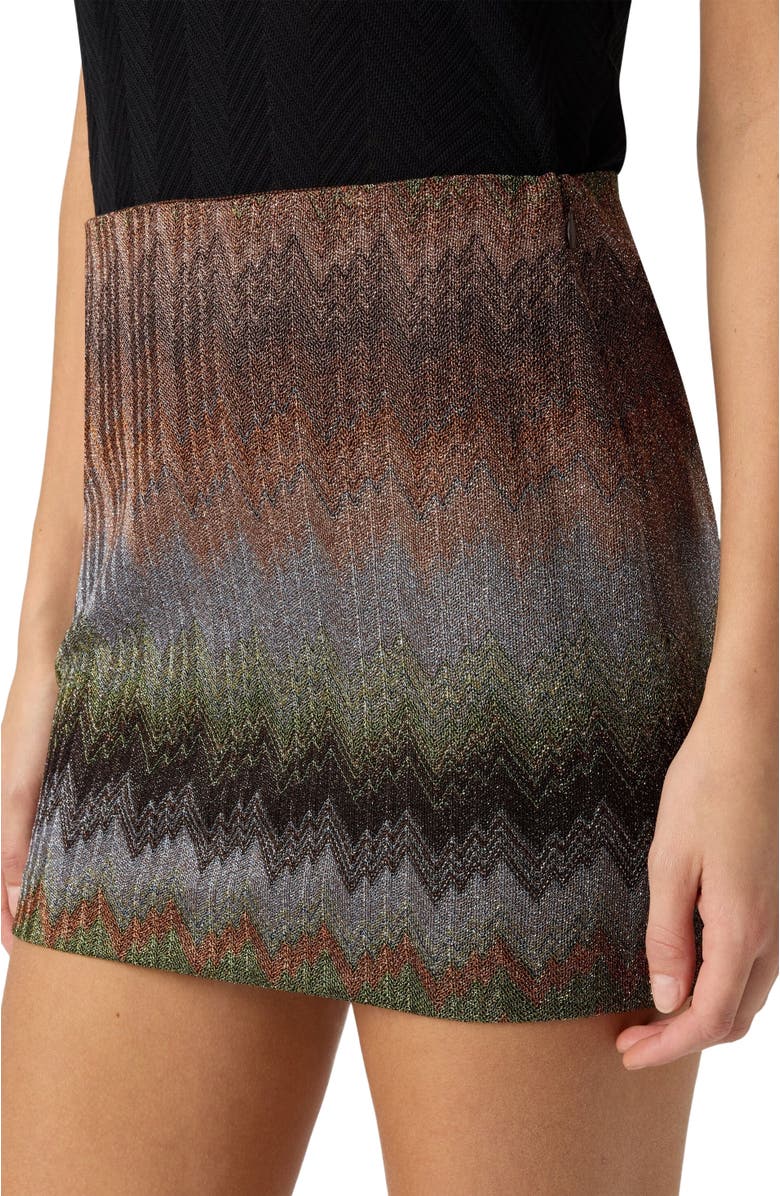 Missoni Viscose Lamé Snake-pattern Mini Skirt, Alternate, color, Green& Brown