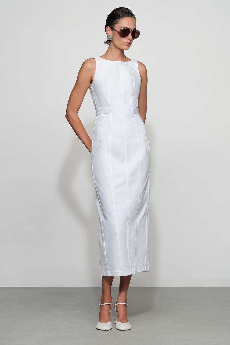Farley Denim Midi Dress, Alternate, color, White