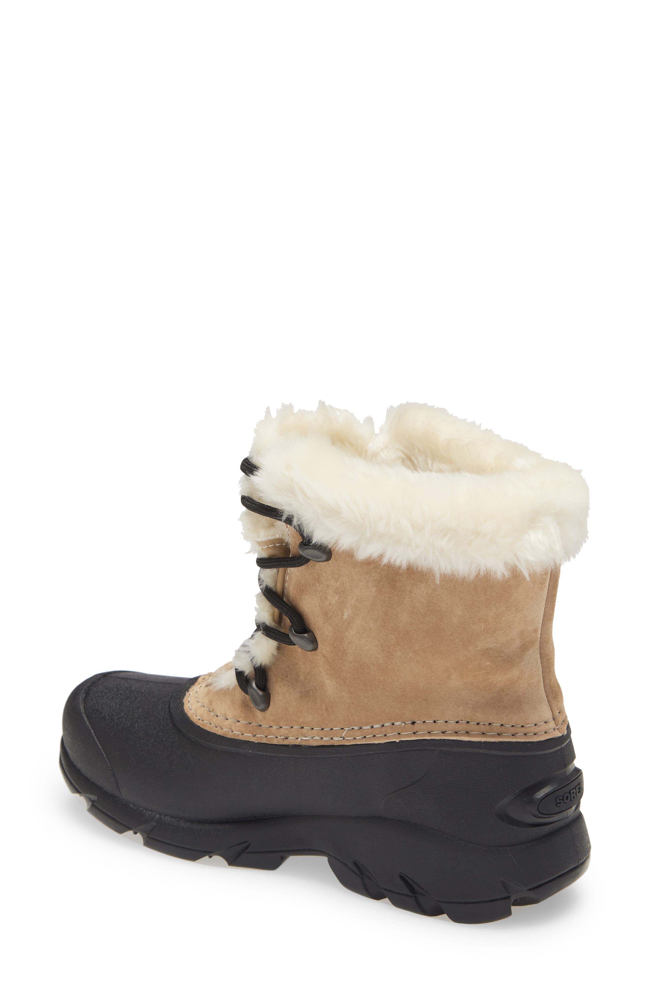 SOREL Snow Angel Faux Fur Detail Waterproof Boot, Alternate, color, Rootbeer