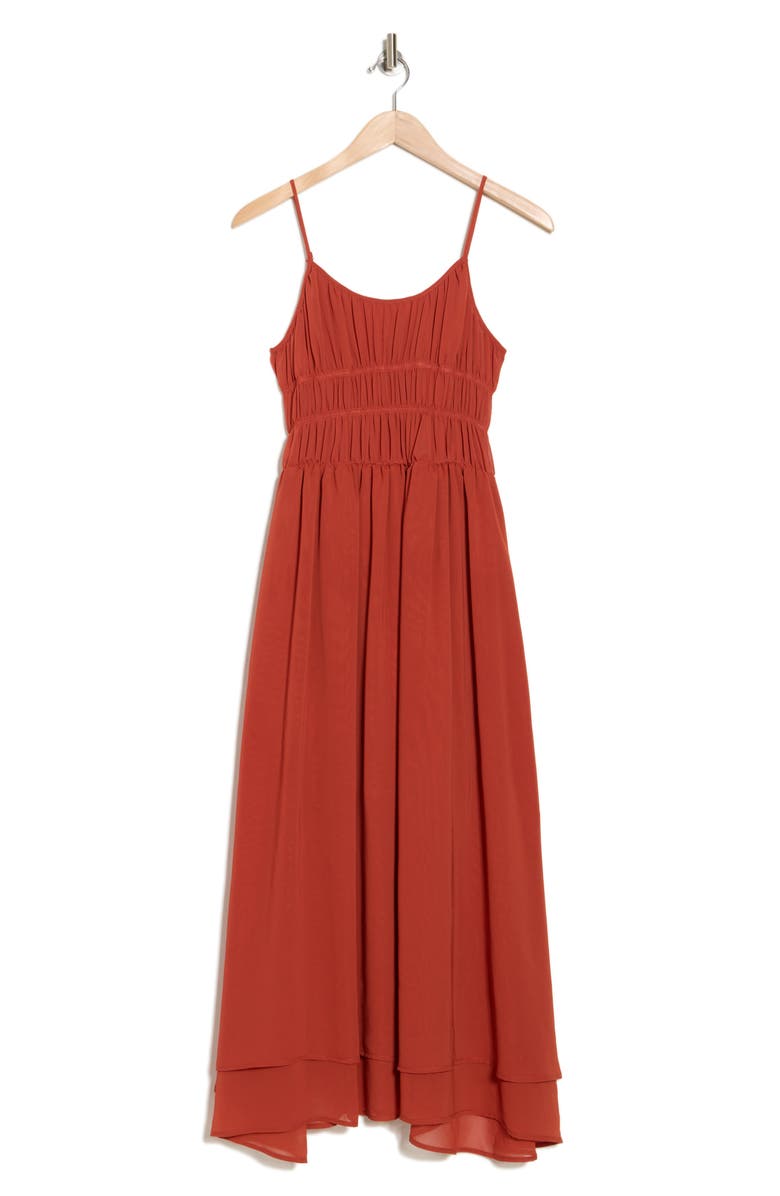 WISHLIST Mesh Tiered Midi Dress, Alternate, color, Rust