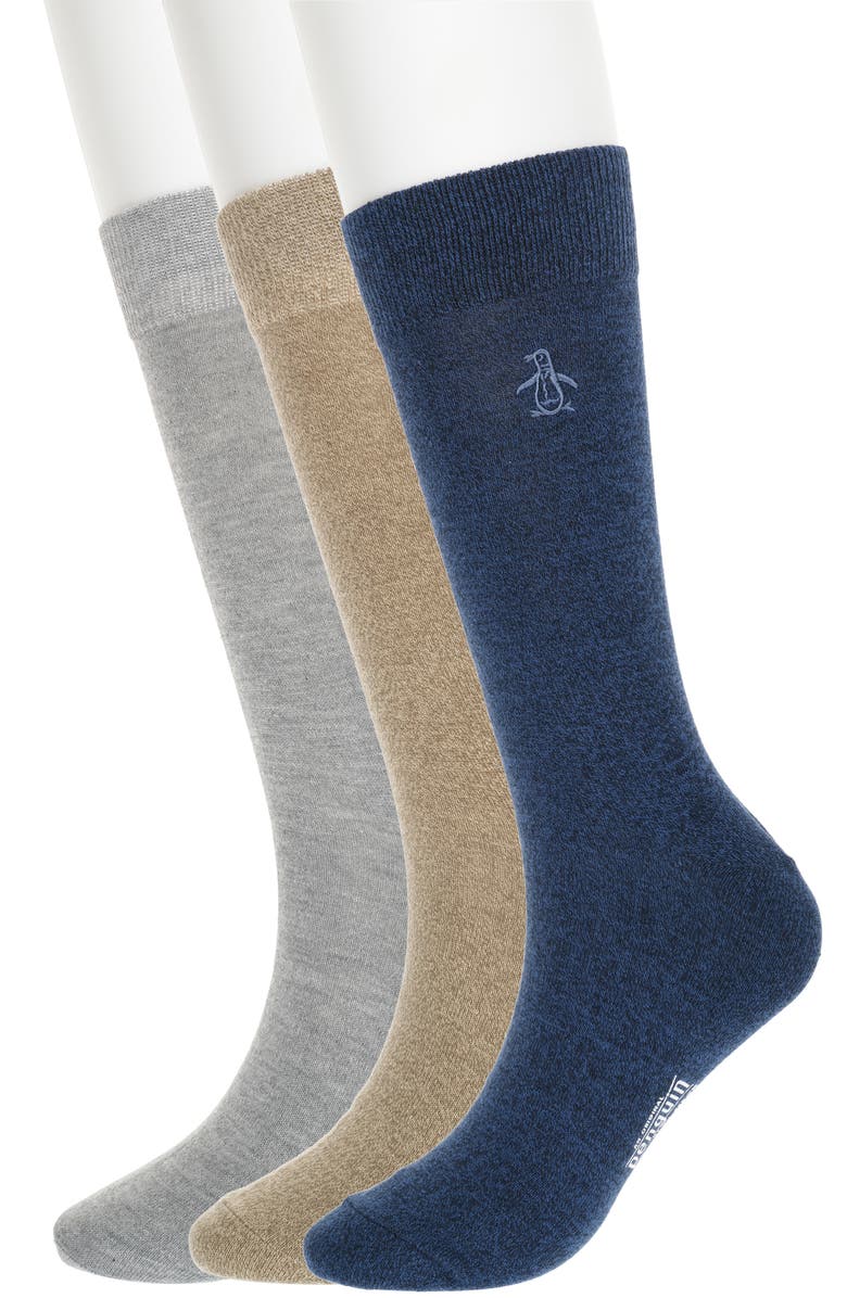 Original Penguin Marled 3-Pack Assorted Crew Socks, Main, color, 