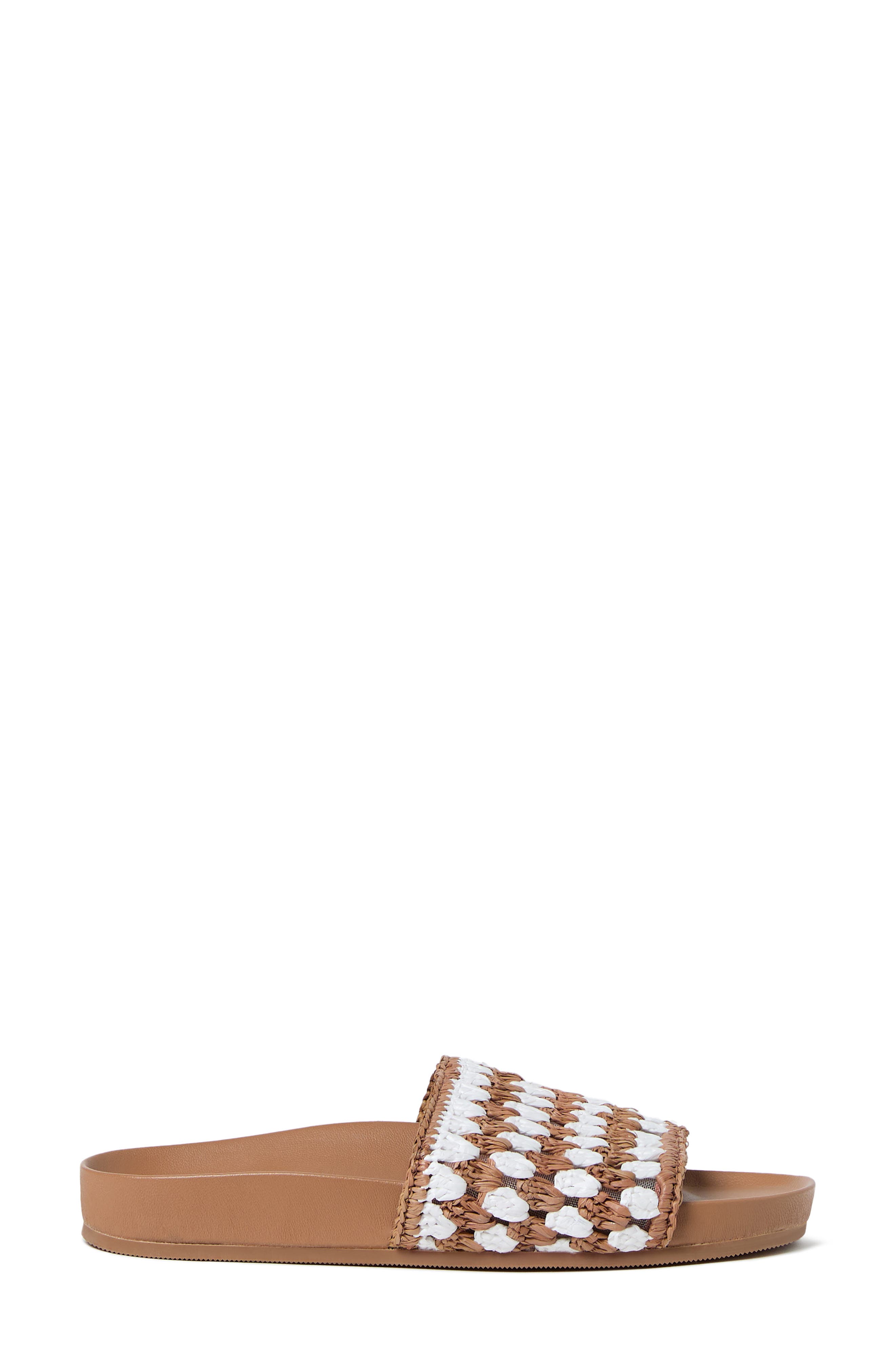 Loeffler Randall Henri Crochet Raffia Slide Sandal, Alternate, color, Cream-Brown Cream