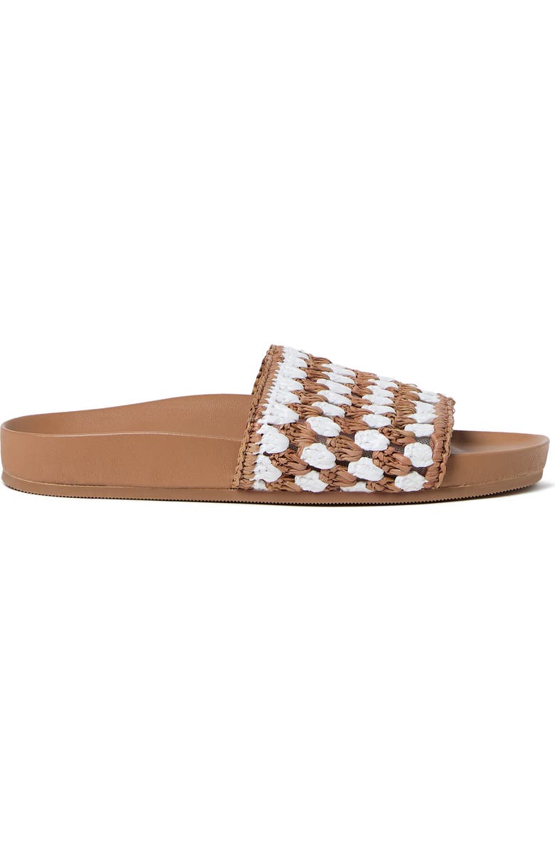 Loeffler Randall Henri Crochet Raffia Slide Sandal, Alternate, color, Cream-Brown Cream
