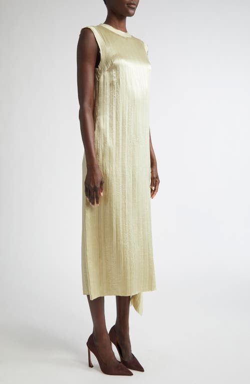 Jason Wu Collection Stripe Sleeveless Crinkled Satin Shift Dress In Pistachio