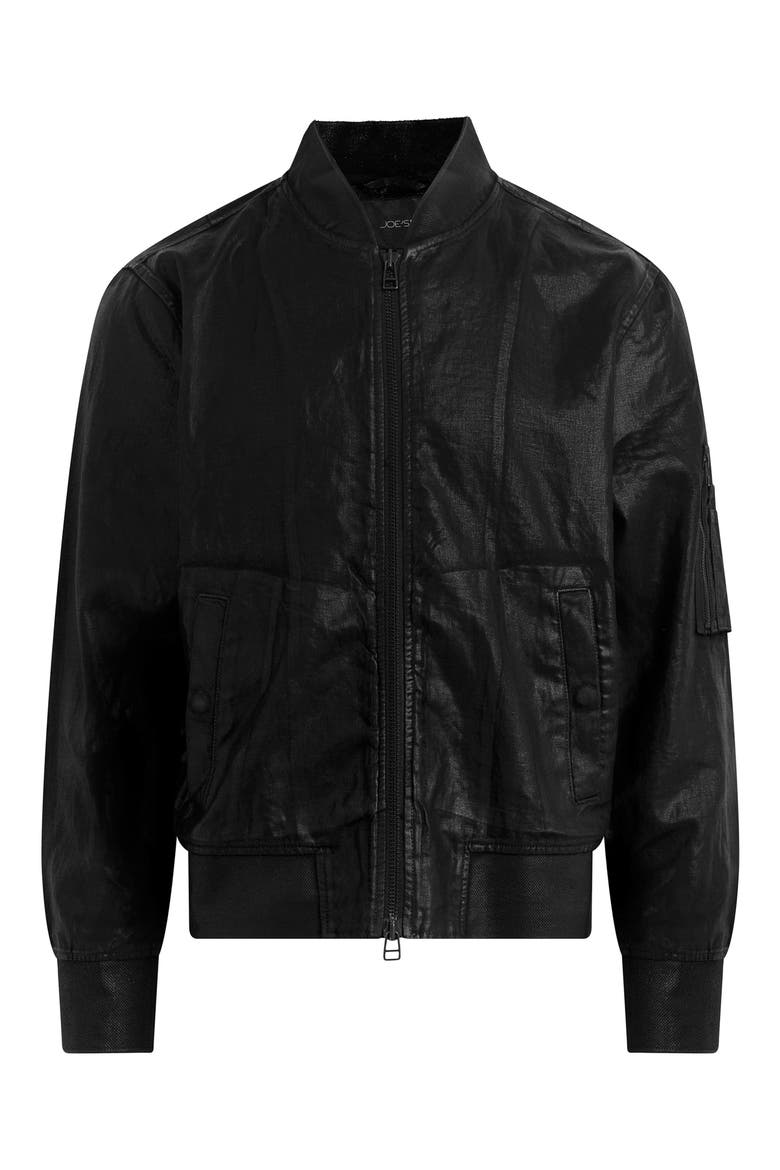 Ray Coated Linen Bomber Jacket, Alternate, color, COATED BLACK