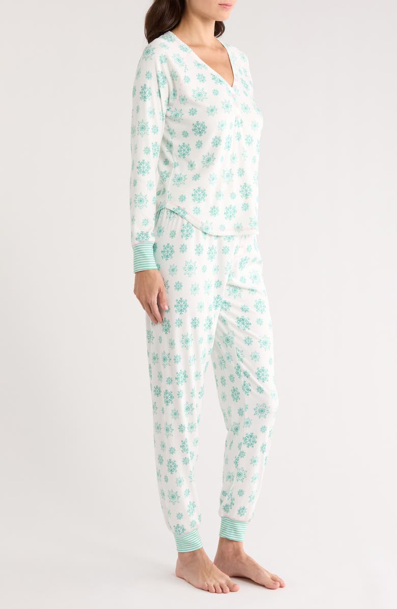 PJ Salvage Snowflake Wishes Brushed Pointelle Pajamas, Alternate, color, Ivory