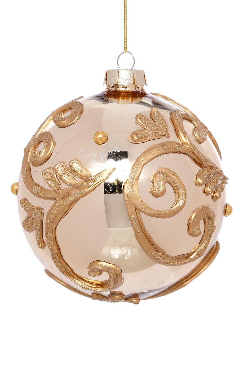Gold Scroll Ball Ornament, Set of 6, Main, color, Gold