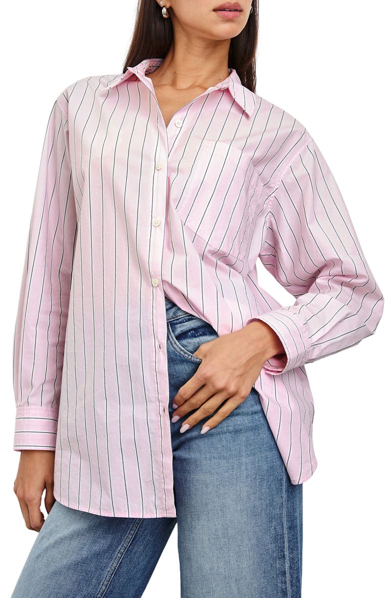 Rails Elsa Stripe Cotton Button-Up Shirt, Alternate, color, Cherry Blossom Stripe