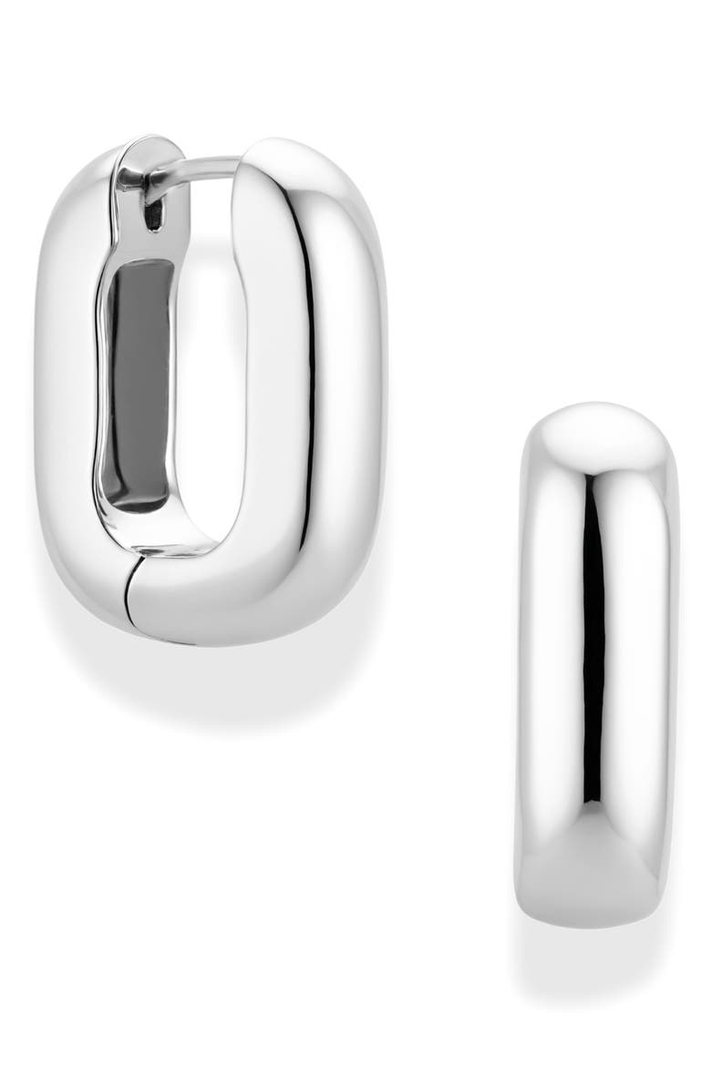 Elly Petite Hoop Earrings, Main, color, SILVER