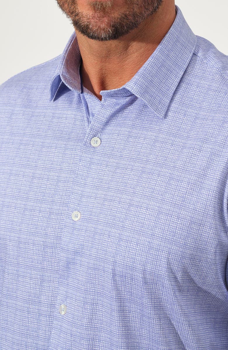 STUDIO GARNET LOS ANGELES Dynamic Comfort Short Stretch Cotton Sleeve Button-Up Shirt, Alternate, color, Royal