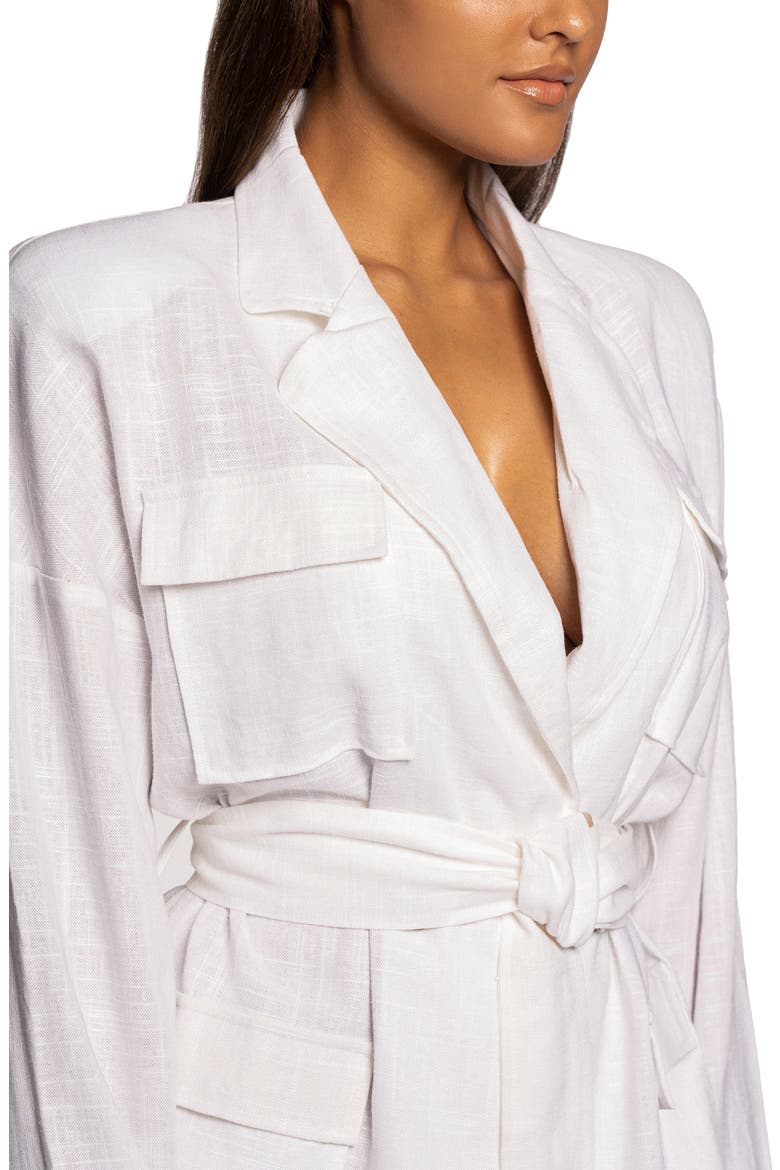 Cape Town Belted Cotton & Linen Jacket, Alternate, color, IVORY