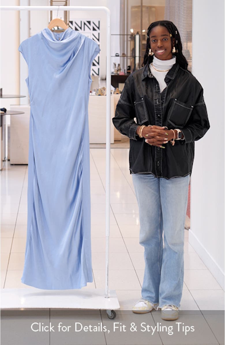 Auria Draped Satin Maxi Dress, sales video thumbnail