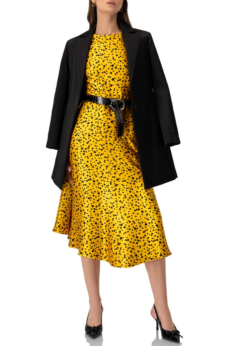 IVONNE Polka Dot A-Line Midi Dress, Alternate, color, Yellow