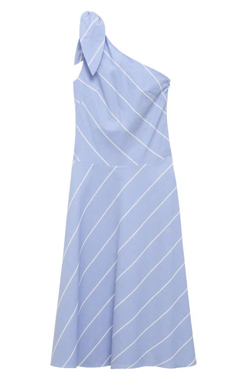 Mango Asymmetric Stripe A-line Dress In Blue