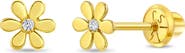 In Season Jewelry 14k Tiny Cubic Zirconia Flower Earrings