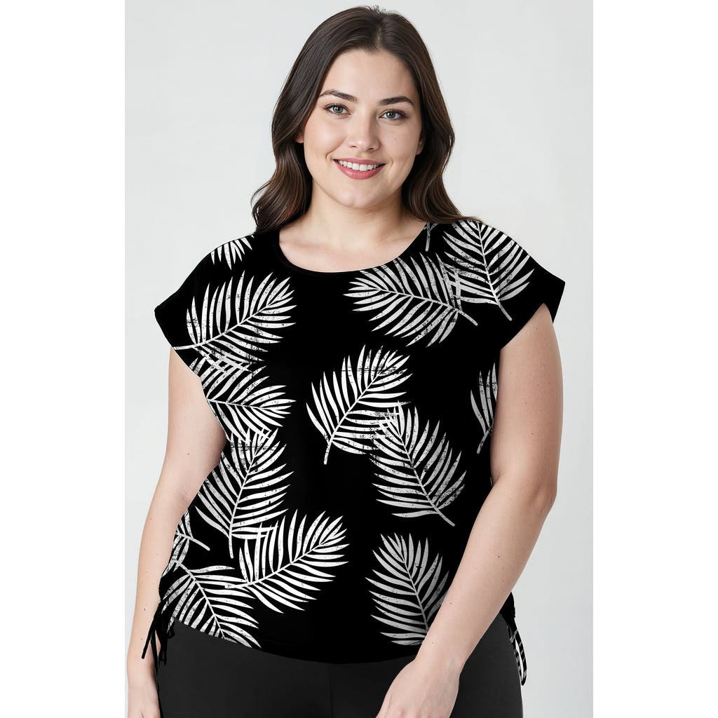 Calypsa Plus Size Daphne Loose Fit Swim Top In Black