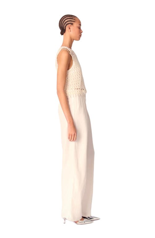 Maje Womens Wide-leg High-rise Woven Trousers Blanc In Ecru