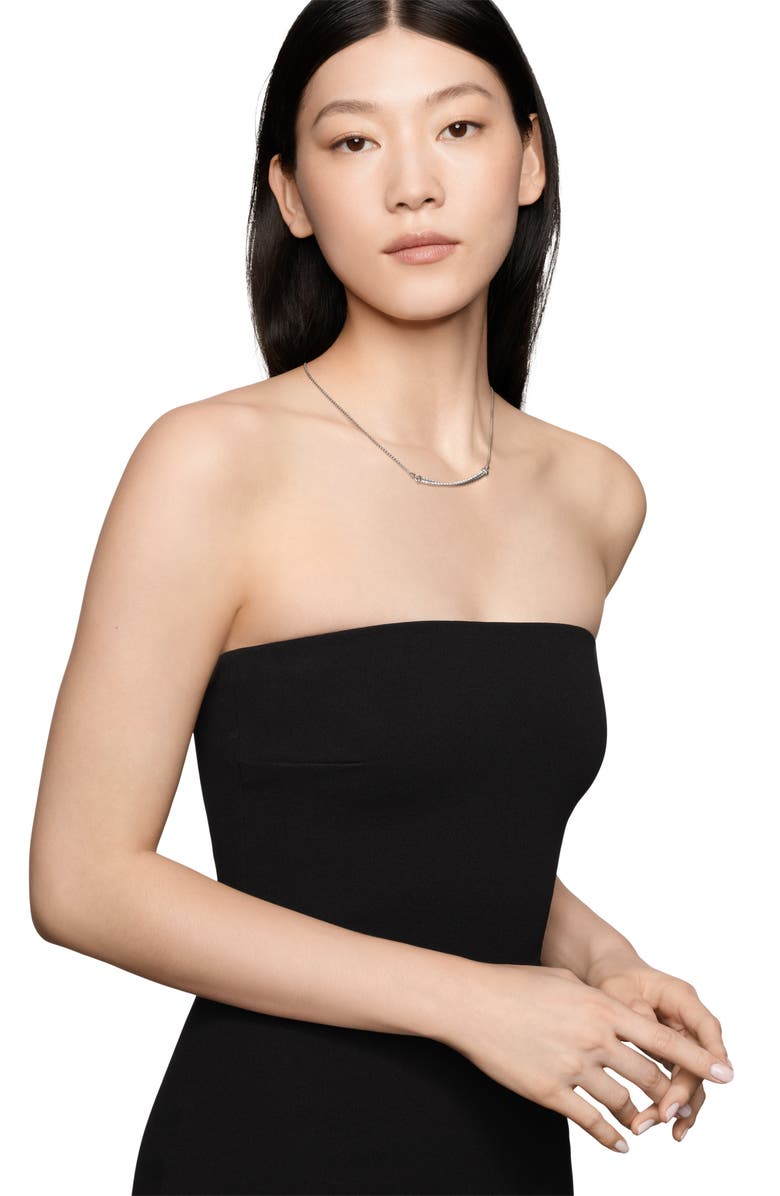 David Yurman Crossover Bar Necklace with Diamonds, Alternate, color, Silver/ Diamond