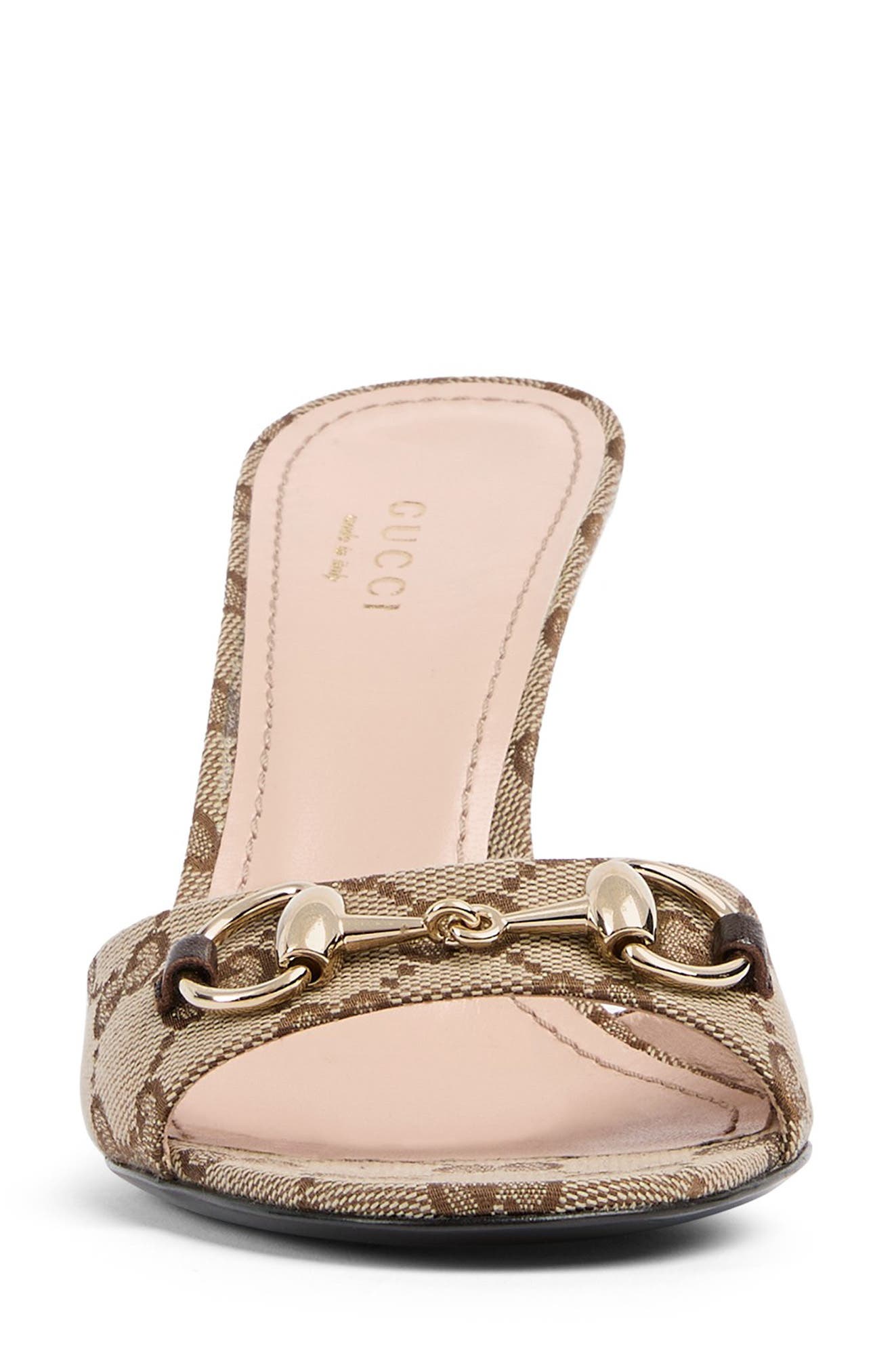 Gucci Erin Horsebit GG Monogram Sandal, Alternate, color, Beige