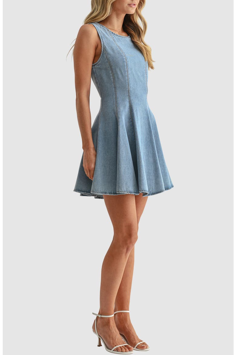 Fit & Flare Denim Minidress, Alternate, color, LIGHT DENIM