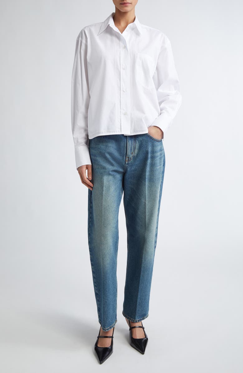 Victoria Beckham Organic Cotton Poplin Crop Shirt, Alternate, color, 
