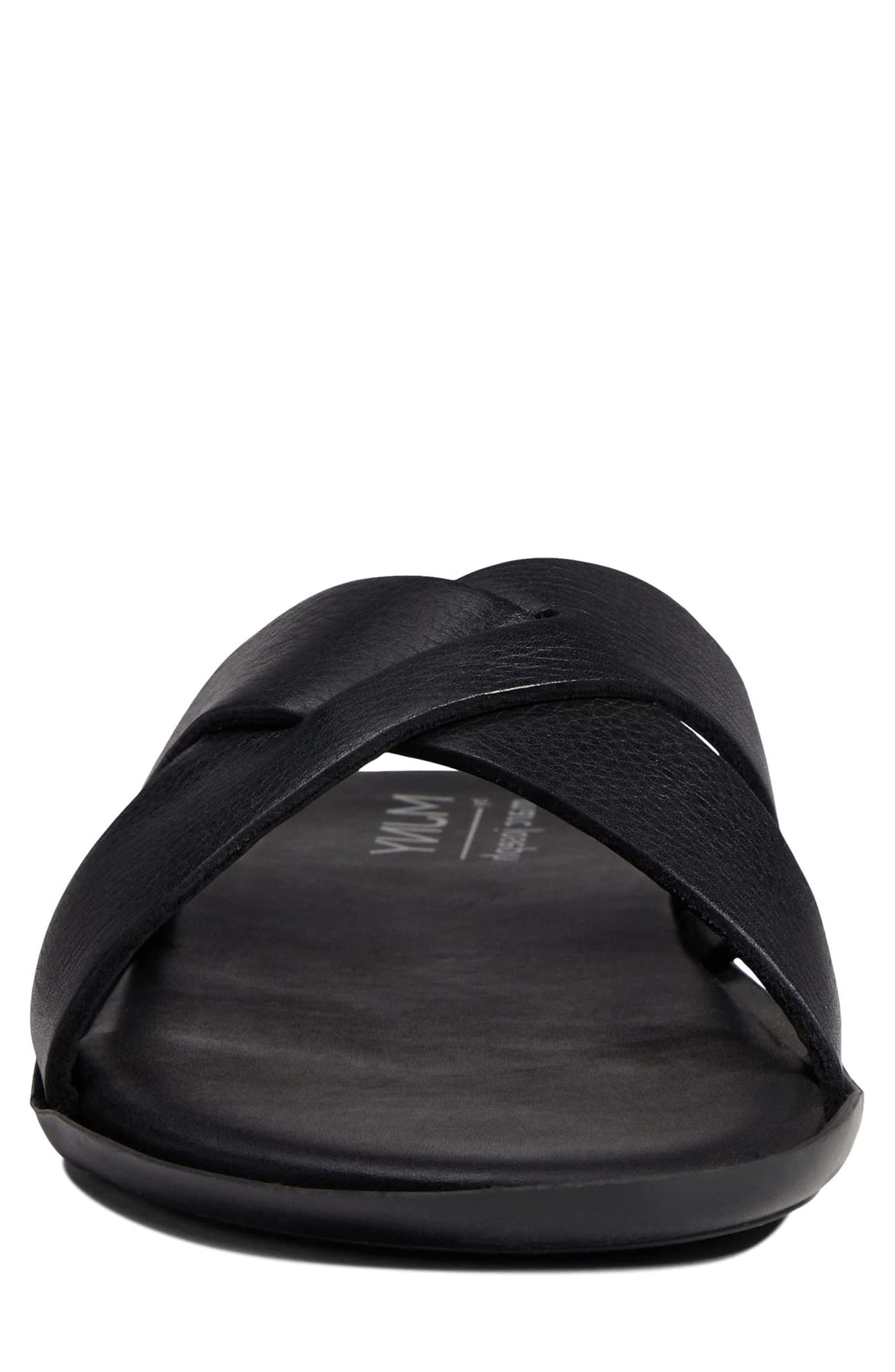 Marc Joseph New York Roman Leather Slide Sandal, Alternate, color, Black Grainy