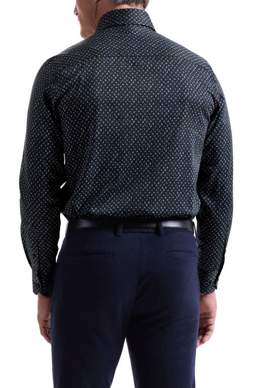 Bugatchi Alvin Trim Fit Leaf Print Stretch Cotton Button-up Shirt In Blue