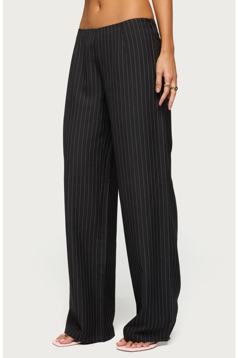 Kerie Pinstripe Wide Leg Pants, Alternate, color, BLACK