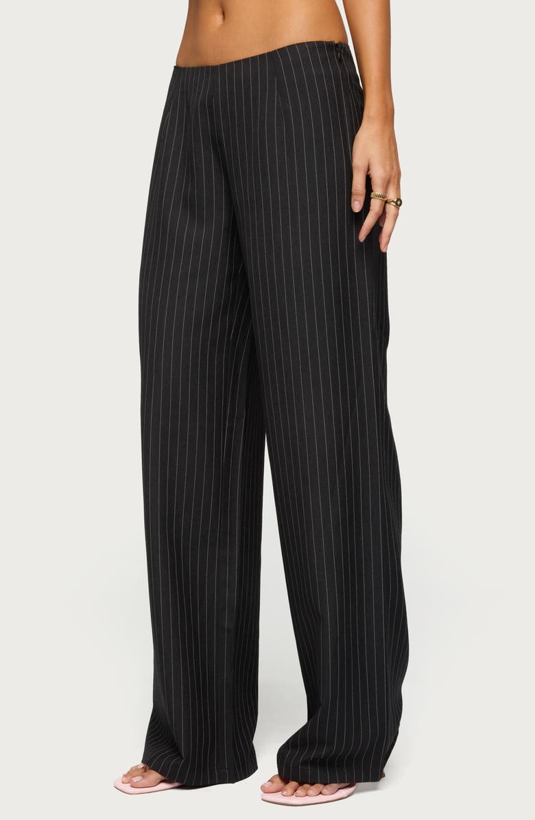 EDIKTED Kerie Pinstripe Wide Leg Pants, Alternate, color, Black