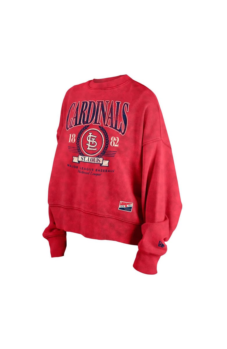 New Era Women's New Era  Red St. Louis Cardinals Throwback Boxy Enzyme Wash Fleece Crewneck Pullover, Alternate, color, 