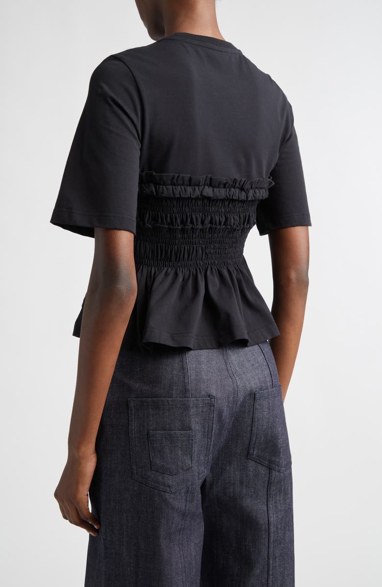 Cecilie Bahnsen Vilde Shirred Peplum T-Shirt, Alternate, color, Black Jersey