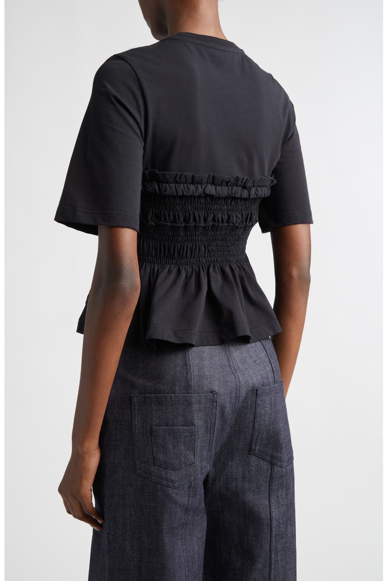 peplum t shirt dress Oversized poplin-trimmed cotton-jersey peplum T-shirt - black