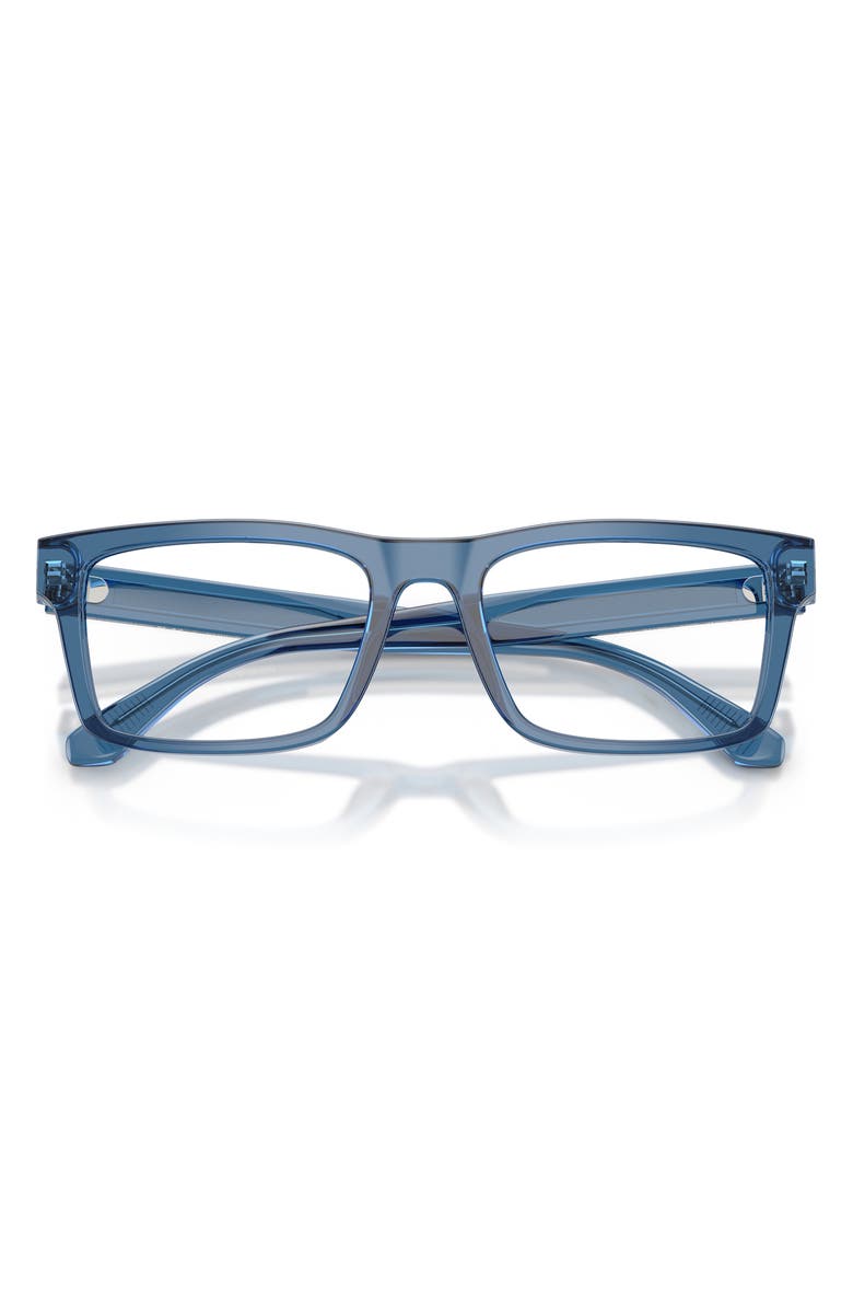 Emporio Armani 57mm Rectangle Optical Glasses, Alternate, color, Shiny Blue / Demo Lens