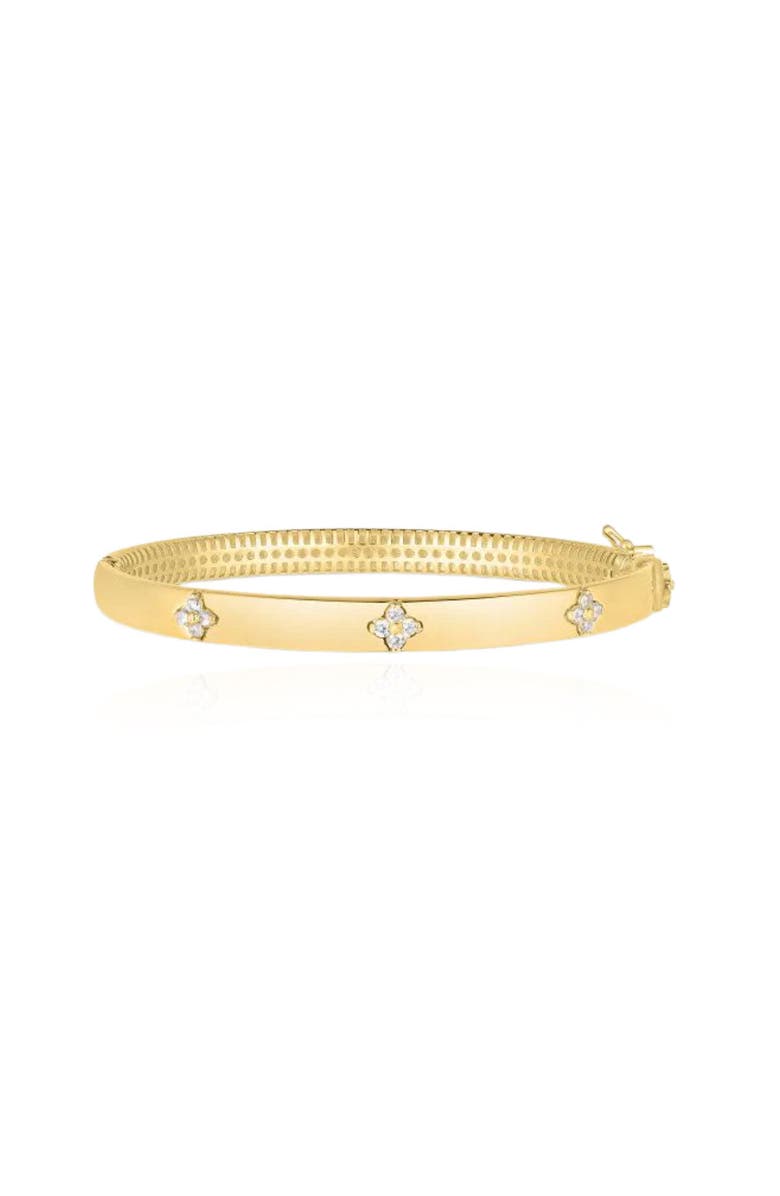 The Lovery Fine Jewelry Diamond Clover Bangle, Main, color, Yellow Gold