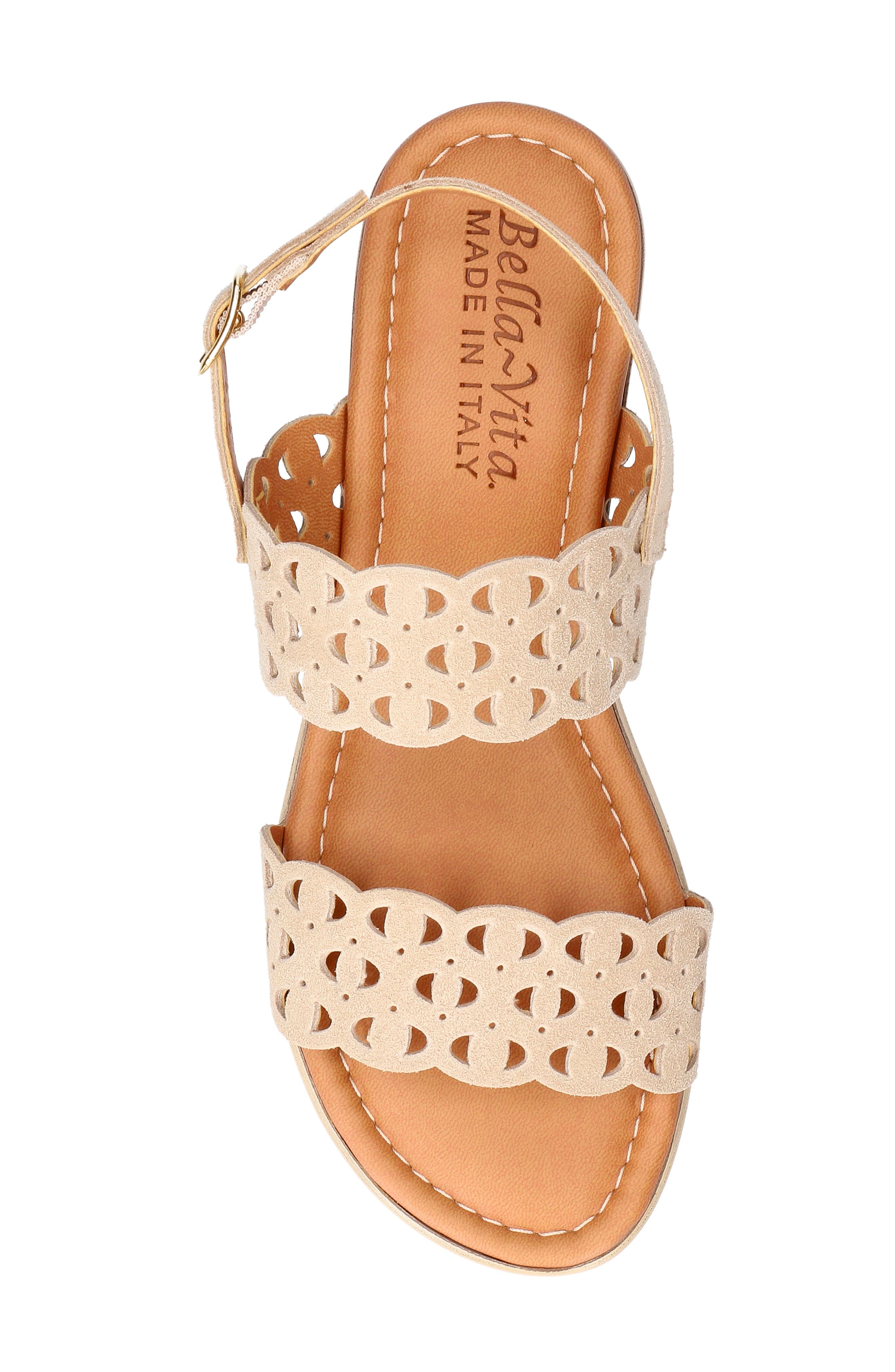 Zoe Italy Perforated Sandal, Alternate, color, STONE SUEDE LEATHER
