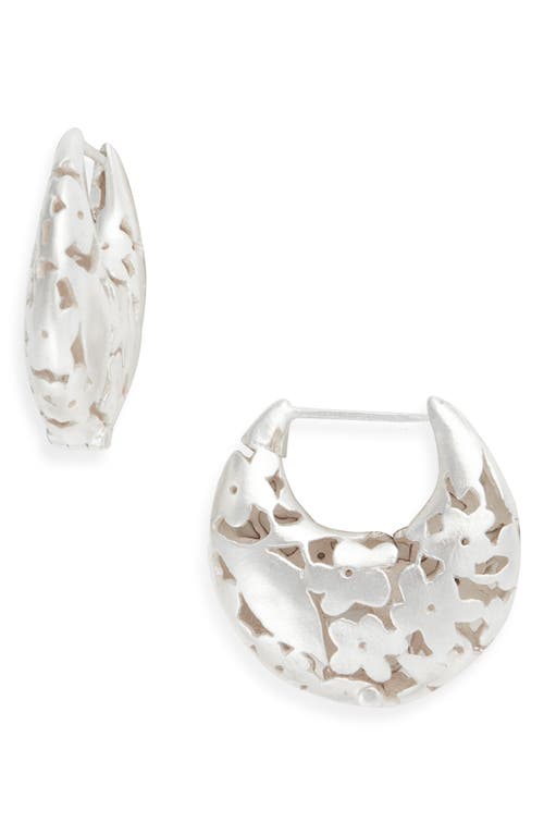 Shana Cave Lace Crescent Hoop Earrings In White