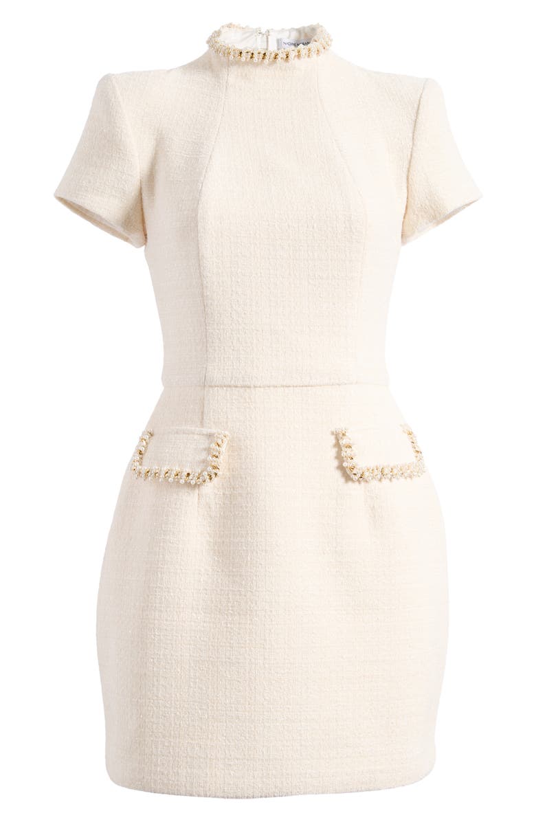 NADINE MERABI Simone Embellished Trim Shimmer Tweed Minidress, Alternate, color, Cream