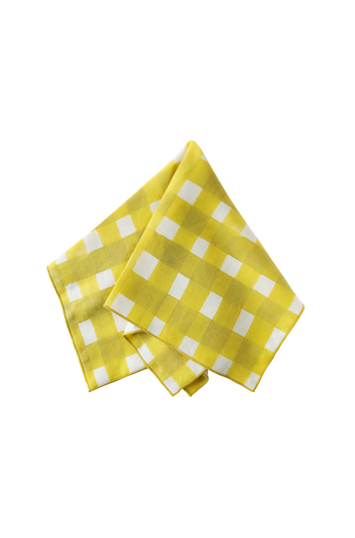 Goldie Home Yellow Cross Hatch Napkin In Yellow Cross Gold Trim