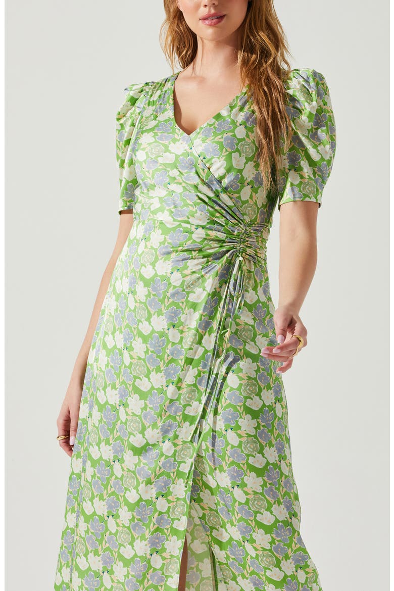 Martina Ruched Dress, Alternate, color, GREEN FLORAL