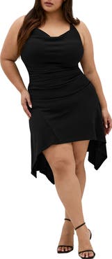 City Chic Amber Handkerchief Hem Halter Dress